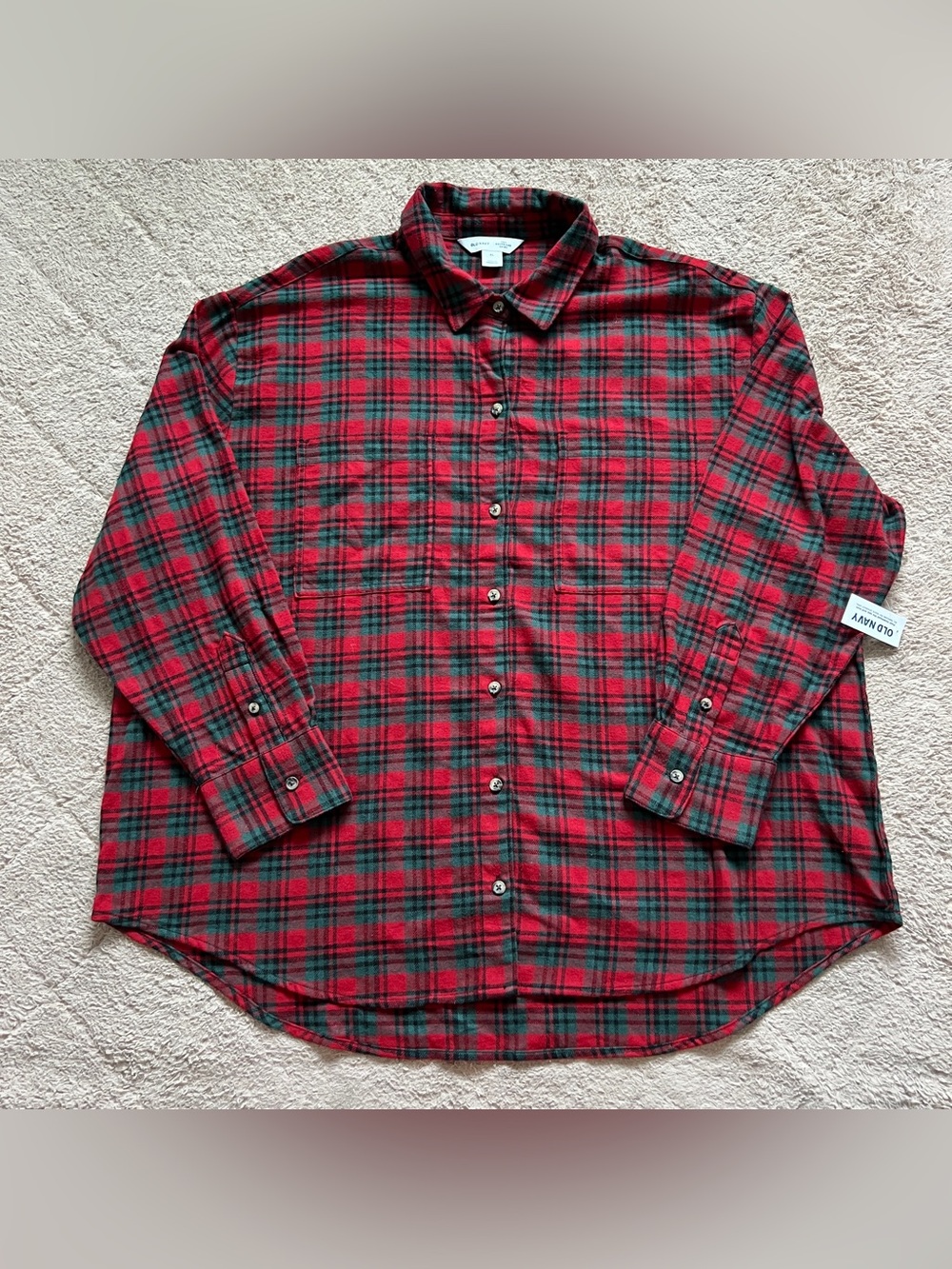 NWT Old Navy The Boyfriend Shirt Cotton Plaid Western Preppy Rodeo Cottage Sz XL